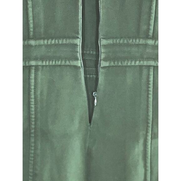 Tory Burch Twill Dress 100% Cotton Sleeveless Crew Neck Sheath Midi Green Size 4 - Picture 9 of 16